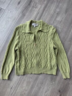 Vintage St. John Wool Zip Cable knit cardigan